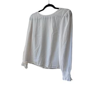 j.crew factory crinkle crew neck cream white by200 women size petite large